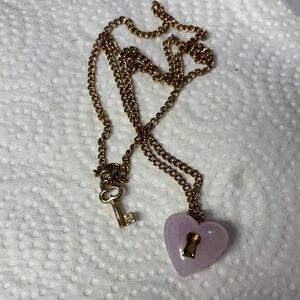 Charming Gold and Lavender Heart Key Necklace